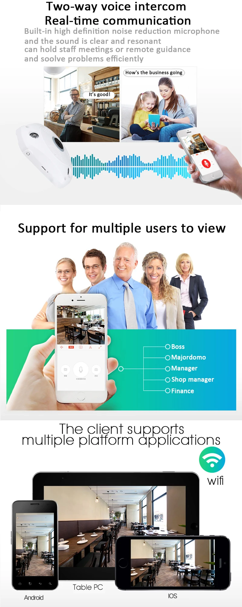 OUERTECH Full view wifi 360 градусов двухсторонняя аудио панорамная 1.3MP день/ночь wifi умная IP камера Поддержка 128g приложение YOOSEE