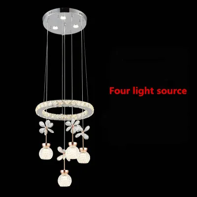 Four light source Новая светодиодная люстра со светодиодной лампой из нержавеющей стали, мощное светодиодное освещение люстра, круглая Светодиодная лампа для гостиной, световая лампа/подвеска - Цвет абажура: Four light source