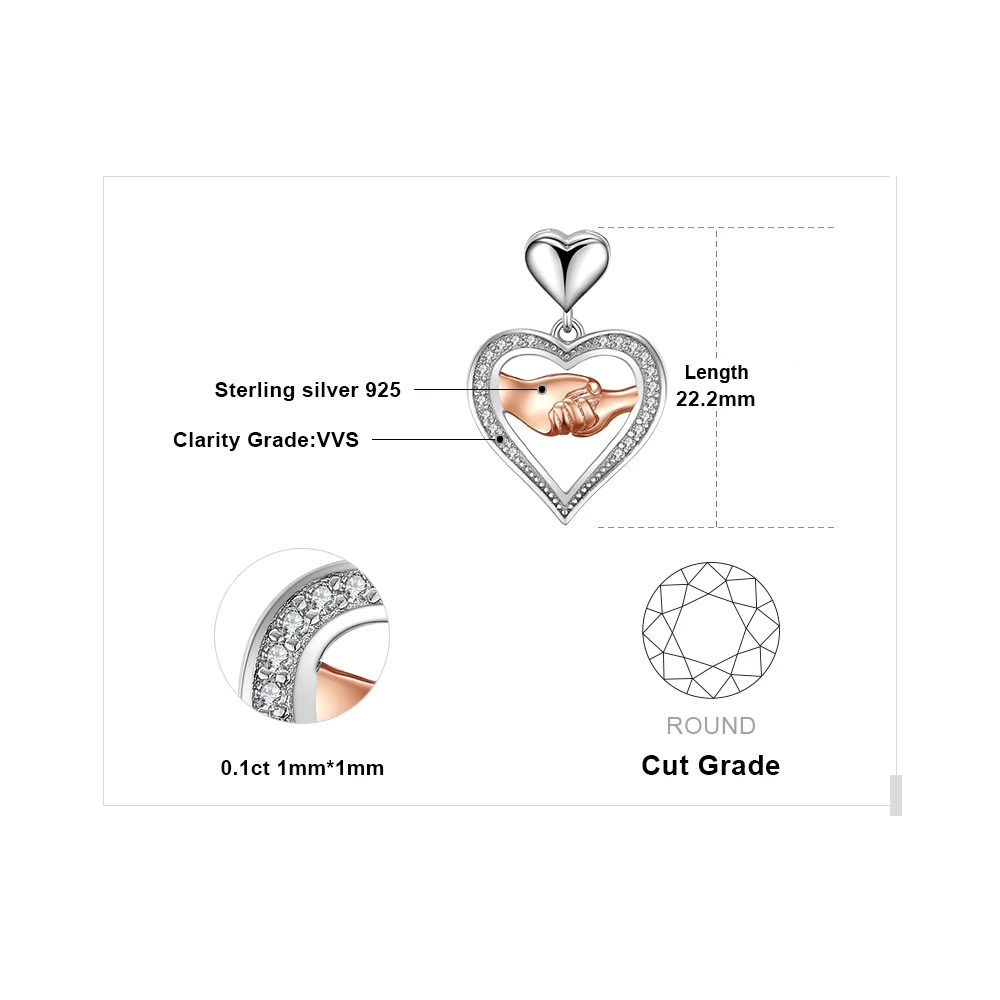 Ожерелье с подвеской Love Hand to HandSilver из стерлингового серебра 925 пробы Серебряное
