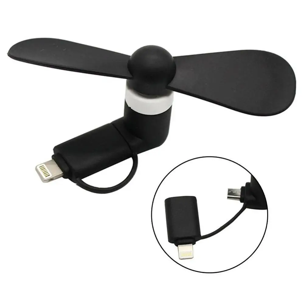 Black Портативный мини модный 2 в 1 Мини Портативный USB вентилятор электрический воздушный охладитель вентилятор для iPhone samsung - Цвет: Black