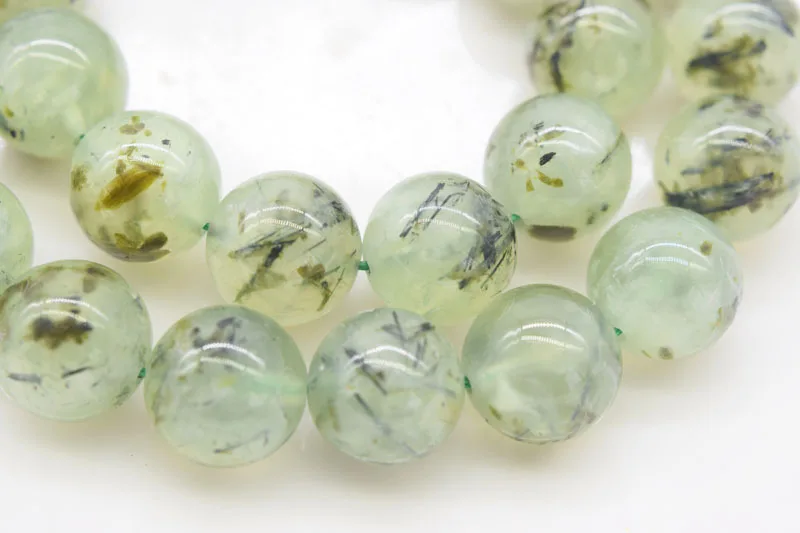

loose beads green prehnite round 14mm for making jewelry necklace 14inch FPPJ wholesale