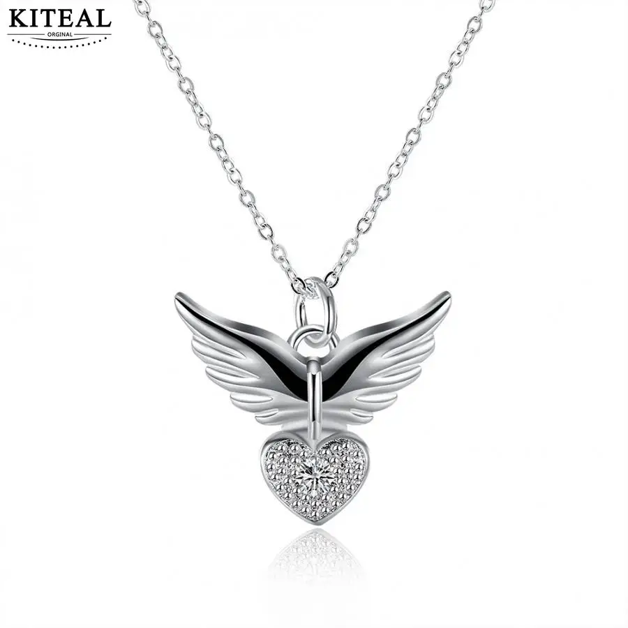 Kiteal 2018 Новое модное Крыло ангела с сердцем CZ 925 штампованный посеребренный кулон