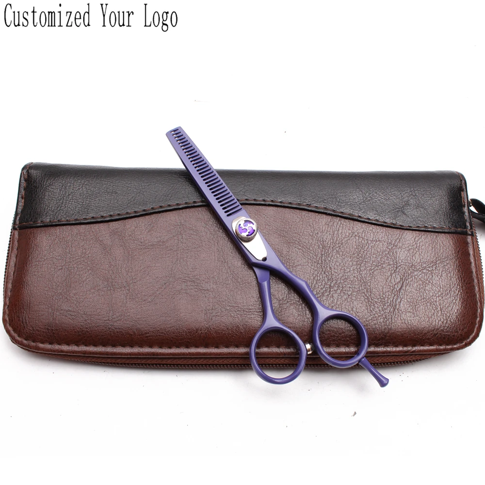 5.5In. Индивидуальные лого фиолетовые ножницы для животных прямые филировочные