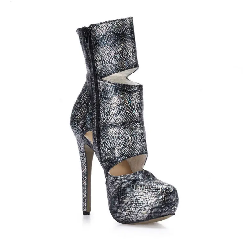 Женские вечерние туфли CHMILE CHAU из змеиной кожи пикантные на высоком каблуке