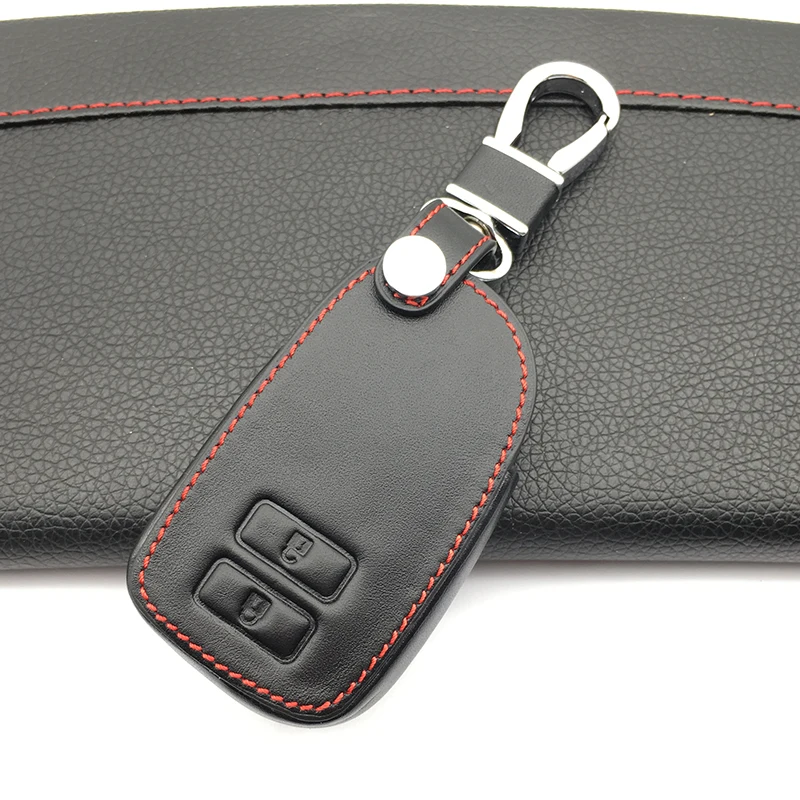 

For Toyota Camry Crown Prado High quality leather key case cover 2 buttons Smart Key Remote Control Auto accessories