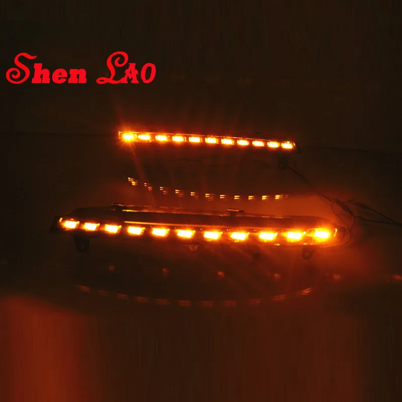 Shenlao Yellow Turning Function accessories ABS Cover 12V Car DRL LED Daytime Running Light For Audi Q7 2006 2007 2008 2009 | Автомобили и