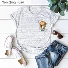 Женская хлопковая футболка с коротким рукавом, креативная забавная футболка с милым принтом животных в стиле Харадзюку, летние облегающие Топы И Футболки, размер Ян Син Хуань