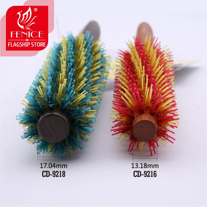 Fenice круглая расческа щетина из свиной гривы щетка для волос коричневая