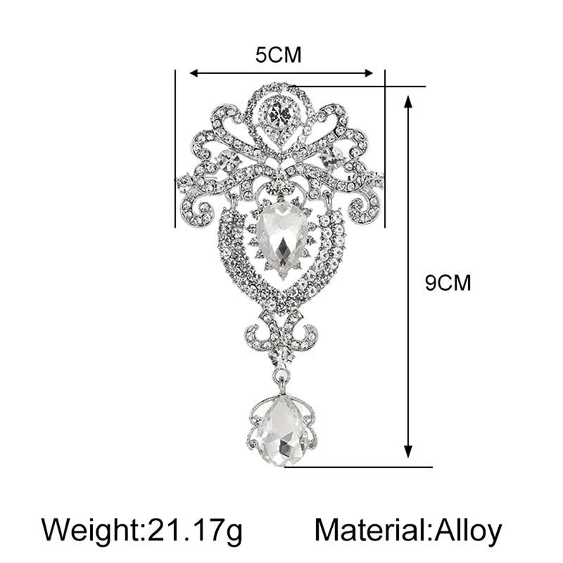 Женская Винтажная брошь в форме короны украшенная стразами с крупным цветком |