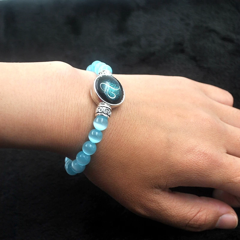 8 мм светильник синий кошачий глаз опал браслеты для женщин и мужчин украшения 12