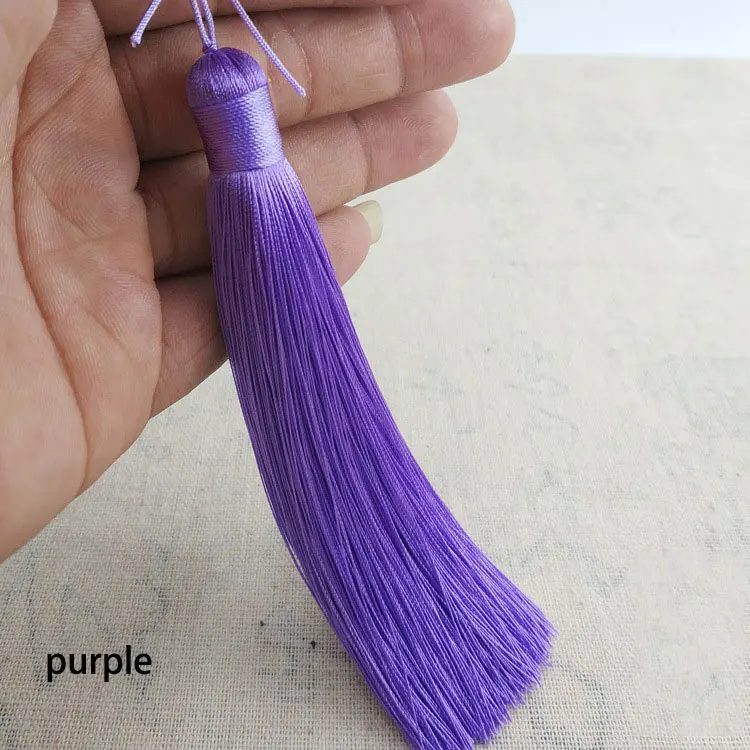 purple Настраиваемые 12 см полиэфирные кисточки с висячим кольцом шелковые Швейные Банг кисточка отделка декоративные кисточки для ключей Подвески домашний декор - Цвет: purple