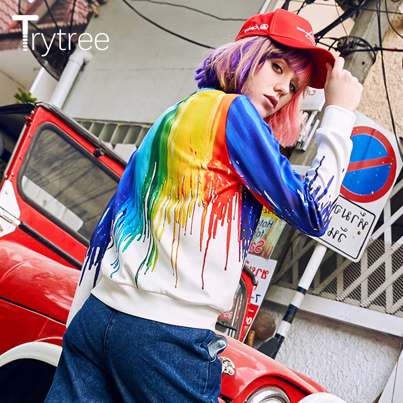 Trytree/женские свитера на лето и осень уличная одежда разноцветный полиэстер с