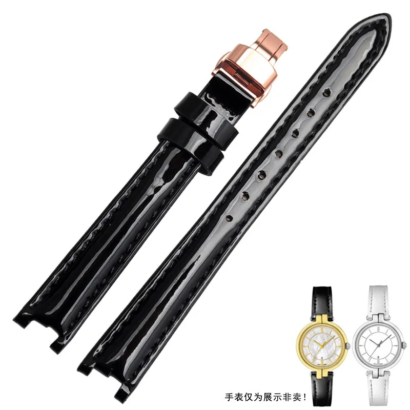 Black Rose buckle Высокое качество 12 мм(пряжка 10 мм) T094210A Серебряная Пряжка+ белый натуральная кожа пальто краски часы полосы ремешок для T094 - Цвет ремешка: Black Rose buckle