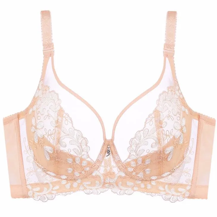 Baiclothing женская большая Размеры удобные 3/4 чашка на косточках мягкой кружевной бюстгалтер с цветами Для женщин белье 32 34, 36, 38, 40, 42, B, C, D, E, F