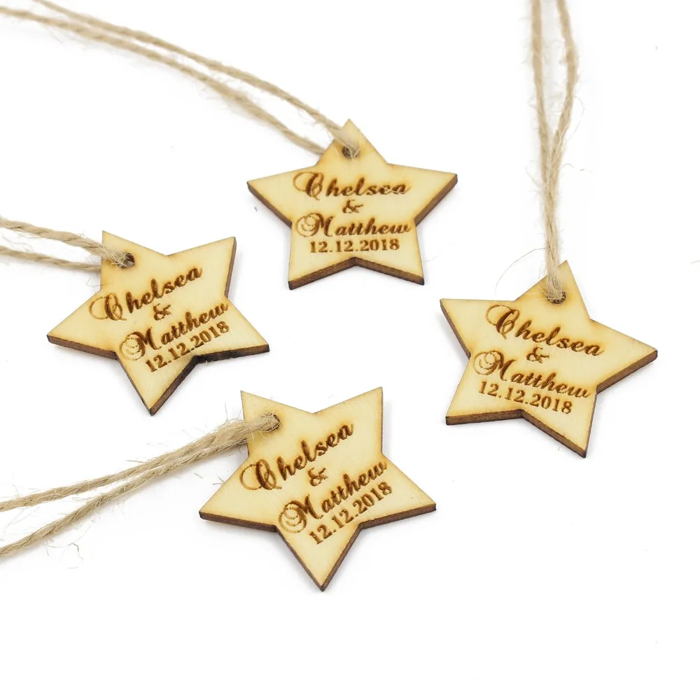 

50 шт., деревянные этикетки с гравировкой под заказ