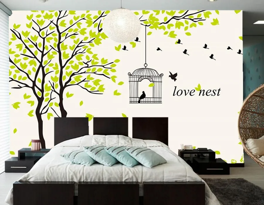 Настенные обои на заказ маленькие свежие Современные Простые с надписью Love nest 3d