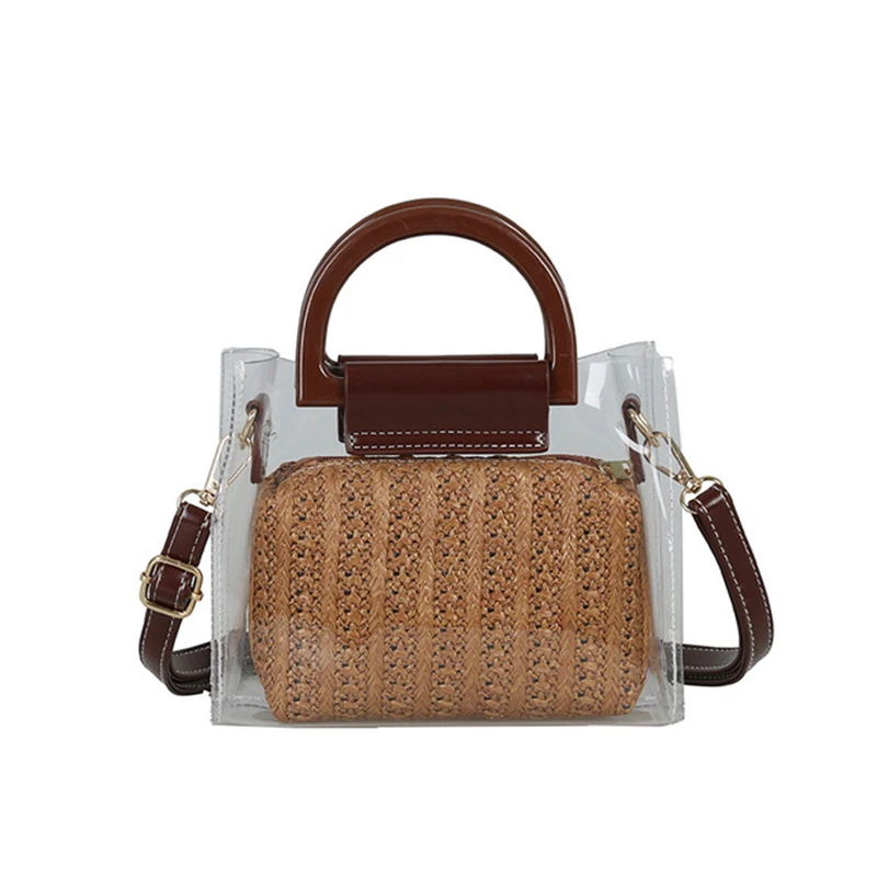 

RanHuang New 2019 Women Transparent Bags Fashion Straw Bag Girls Casual Shoulder Bags Designer Handbags bolsa feminina