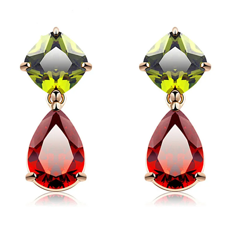 Женские серьги-подвески из меди и циркона | Украшения аксессуары