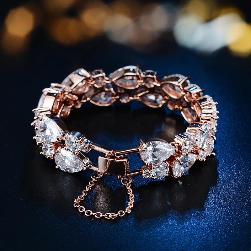 Браслеты и обручи Joyme из белого золота с прозрачным цирконием модные ювелирные