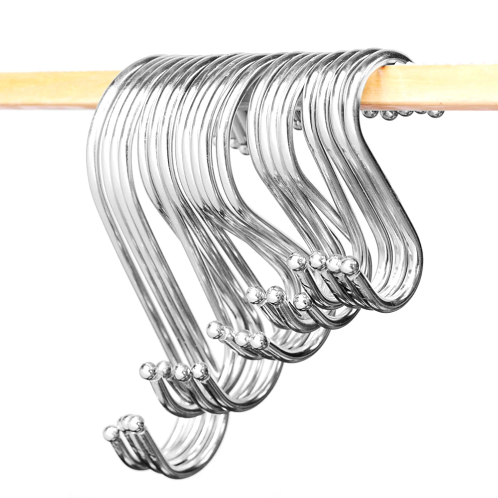 Kitchen Hanging Hanger Closet Storage Holders Organizer Household Home Essential Useful New S Shaped Stainless Steel Hooks Clasp