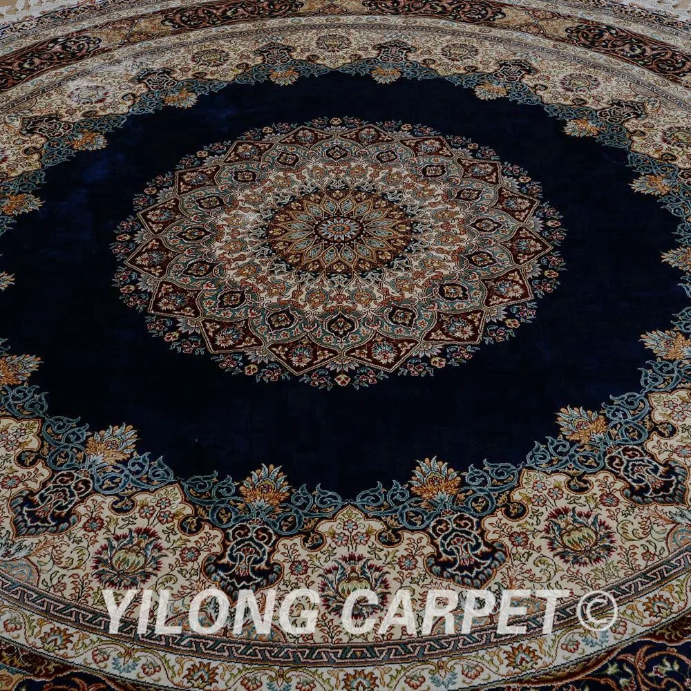 Yilong 9 1 'x9. 1' турецкий Шелковый ковер медальон голубой изысканная Восточная