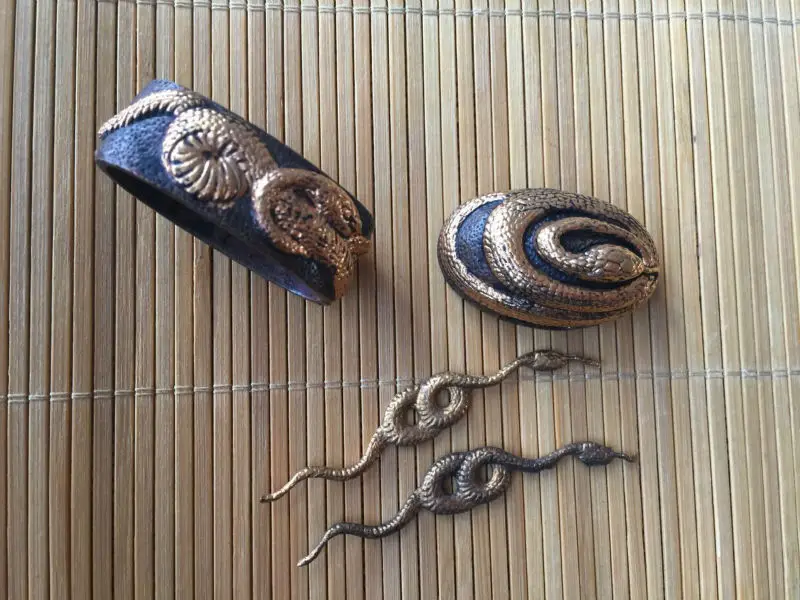 Японский медный костюм Цуба для катания меч вакидзаси аксессуары W/ Snake | Дом и сад