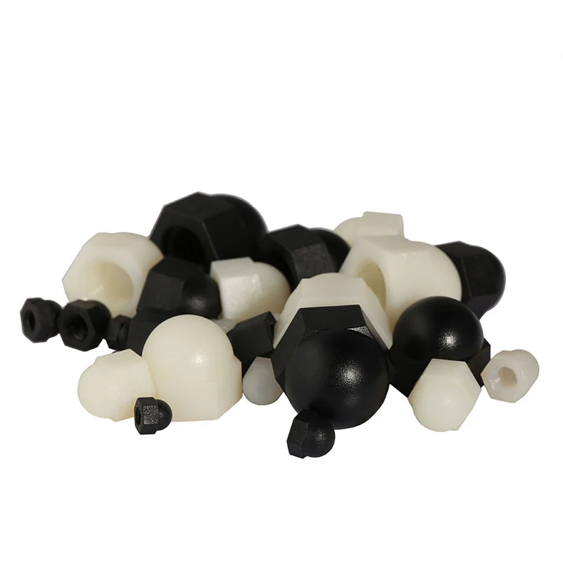 

Black White Nylon Hex Acorn Cap Nut Metric Threaded Hexagon Plastic Nuts M3 M4 M5 M6 M8 M10 M12