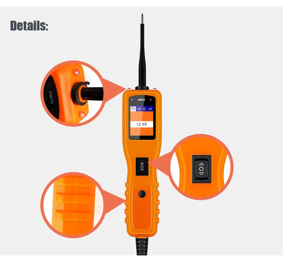 KZYEE KM10 12 В PowerScan OBD2 тестер цепи автомобиля OBD Автомобильный диагностический инструмент Электрическая система тестер напряжения тока тестер