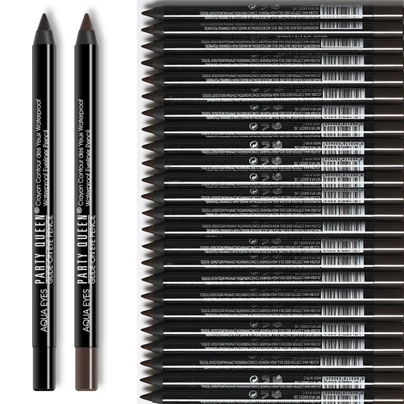12pcs Brand Party Queen Smooth Gel Eyeliner Pencil Black Brown Pen Waterproof Long Lasting Smoky Eye Beauty Makeup Set |