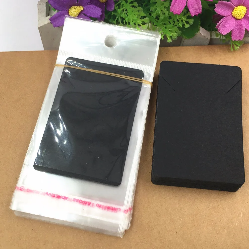 200 шт. крафт карт для ожерелья + OPPBags бумажные ювелирные карты винтажная