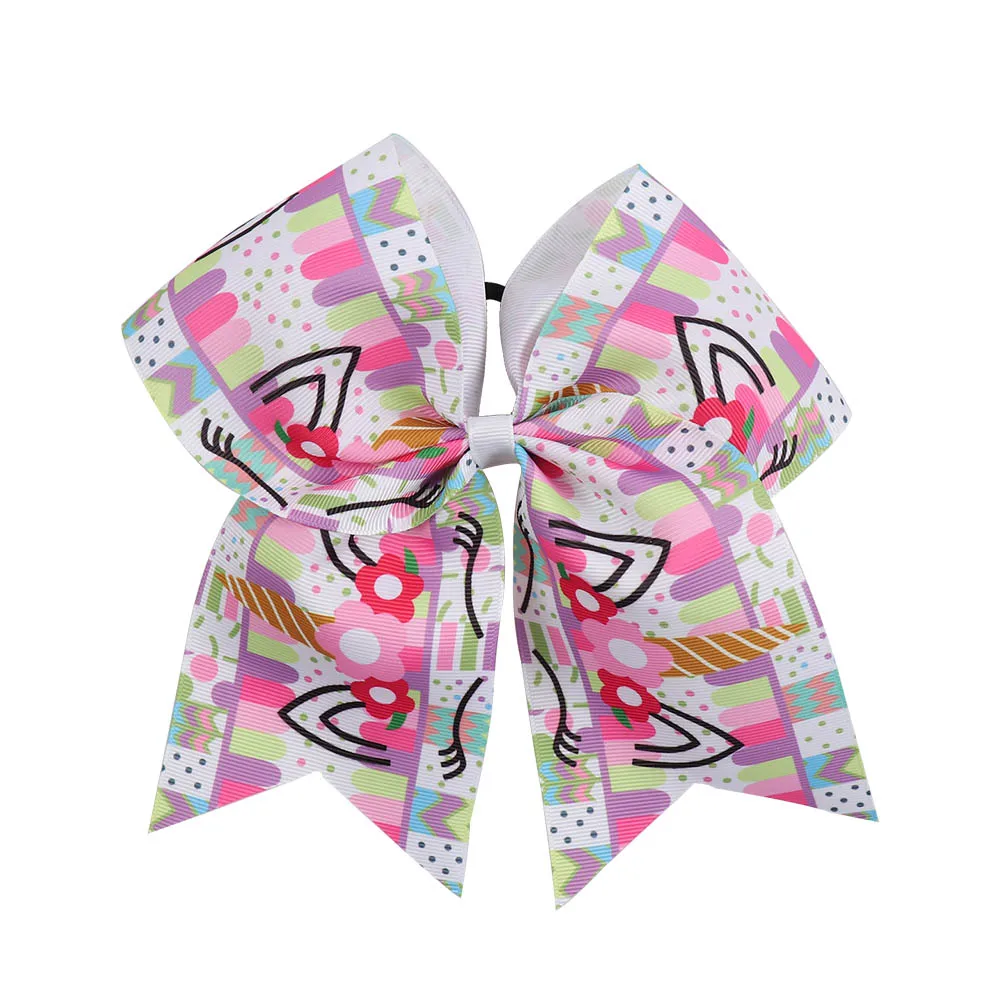 Банты с блестками и единорогом для девочек с резиновой лентой для девочек, большие блестящие банты для волос с сердечком и конским хвостом, аксессуары для волос