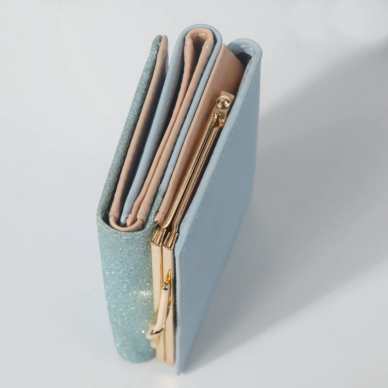 Женский блестящий кошелек, три сложения, кошельки cartera mujer, Дамский кошелек с карманом для монет, Женский кошелек, простой клатч, portefeuille femme