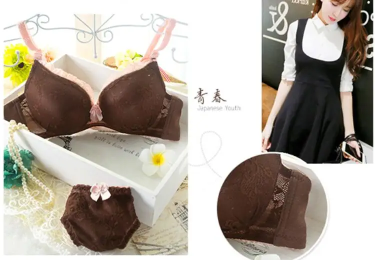 Комплект нижнего белья H136 кружевной бюстгальтер контрастных цветов с пуш апом|bra