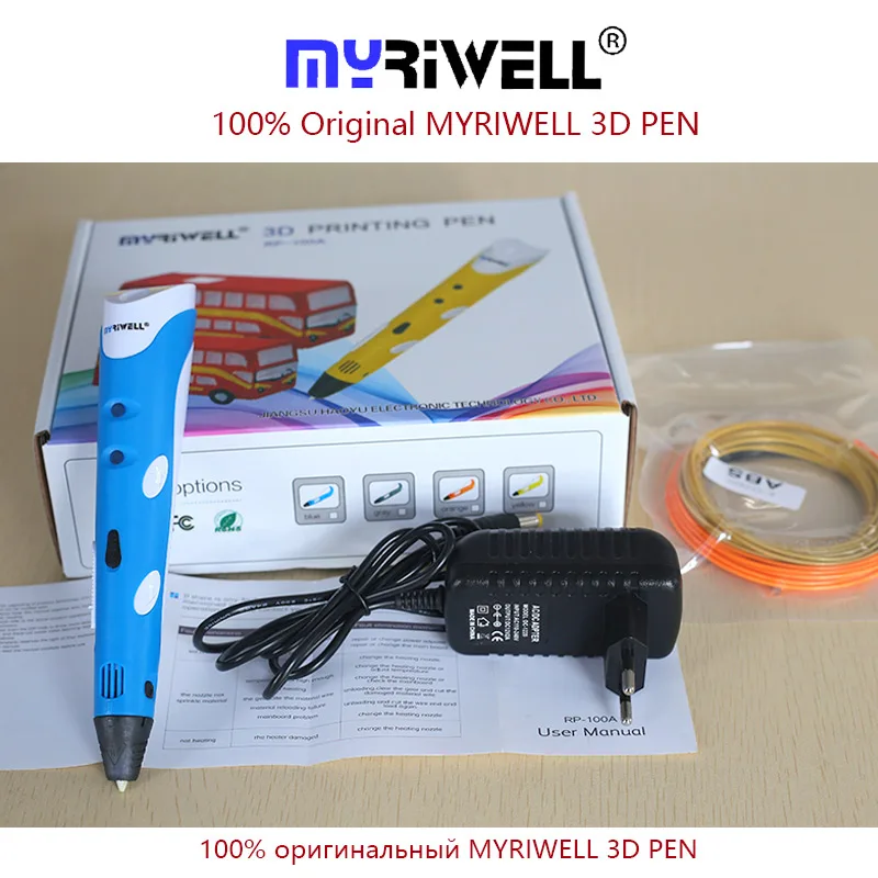 Myriwell 3d Ручка rp100a с бесплатной abs и pla нитью, 3d печатная ручка, 3d ручки для детей, инструменты для рисования, подарок на день рождения