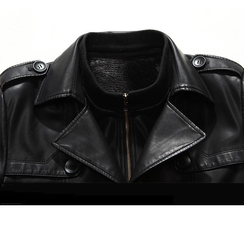 Новая модная кожаная куртка для мужчин высокое качество мужские длинные кожаные