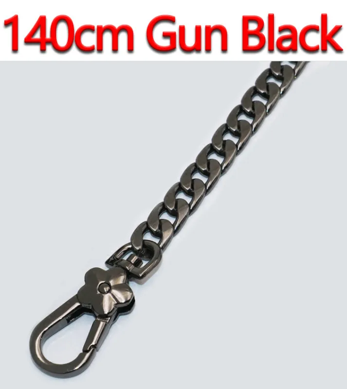 140cm Gun Black DIY металлическая сменная цепь, наплечная сумка, ремни 9 мм, золото, серебро, черный пистолет, матовая бронза, сумочка, кошелек, ручка, высокое качество - Цвет: 140cm Gun Black