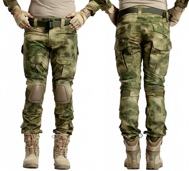 A-TACS FG Gen2 Airsoft BDU Униформа тактические боевые брюки с наколенниками мужские камуфляжные брюки армейское снаряжение военные охотничьи брюки - Цвет: A-TACS FG