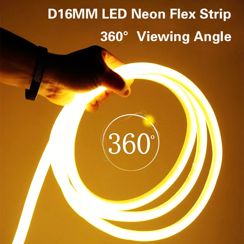 Гибкая светодиодная лента Anyview гибкая неоновая 16 мм с углом обзора 360 градусов AC220