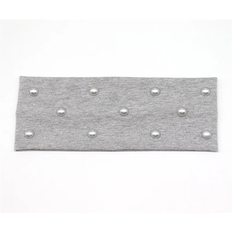 Light Grey Silver Женский ободок на голову с жемчугом модные стразы эластичные плоские хлопковые эластичные повязки на голову для девочек повязка на голову ручной работы - Цвет: Light Grey Silver