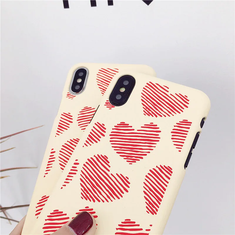 Антидетонационных модные Матовые чехлы для телефонов iphone X XR XS Max любящее сердце