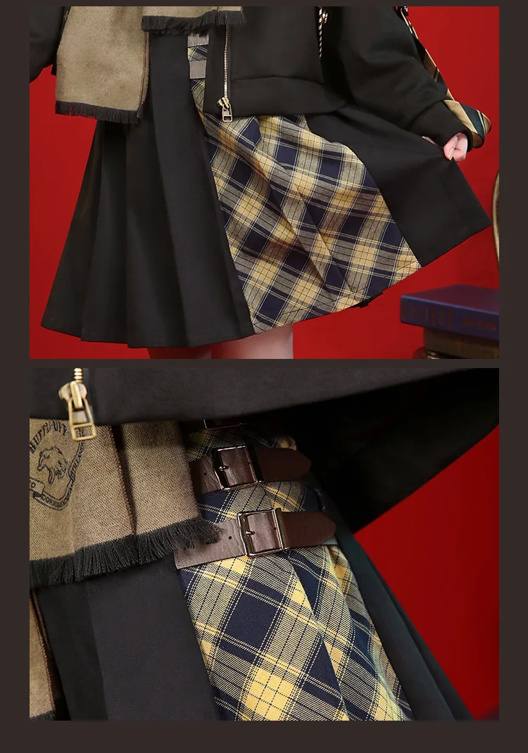 Hufflepuff, костюмы для косплея колледжа, шарф, Тренч, куртки, пальто, юбка для женщин, девочек, мальчиков, вечерние, для школы, Волшебная Одежда