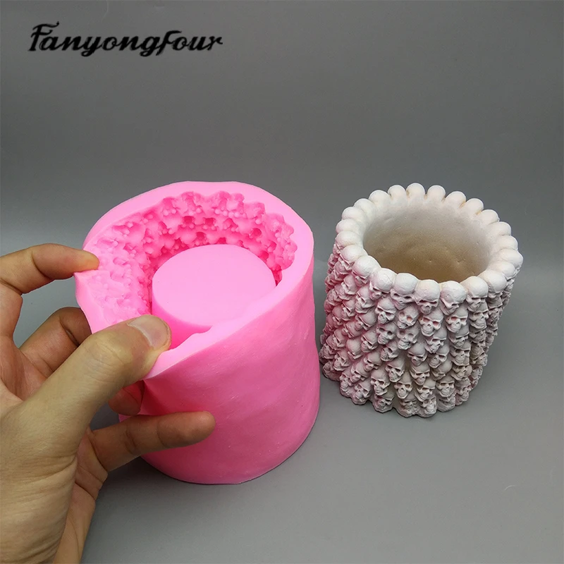 3D череп цветочный горшок силиконовая форма для выпечки формы смолы гипса