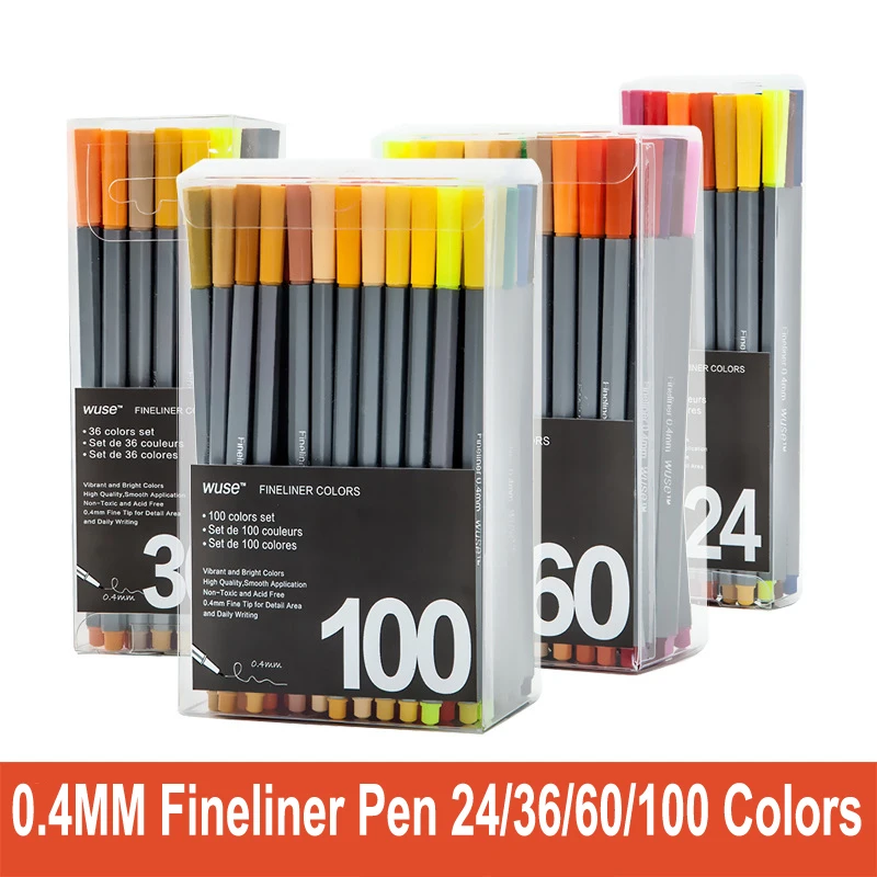 

100 Colors Fineliner Marker Pen 0.4mm Water Based Assorted Pigment Ink Arts Drawing for Children Graffiti Hook Fiber Sketch Pens