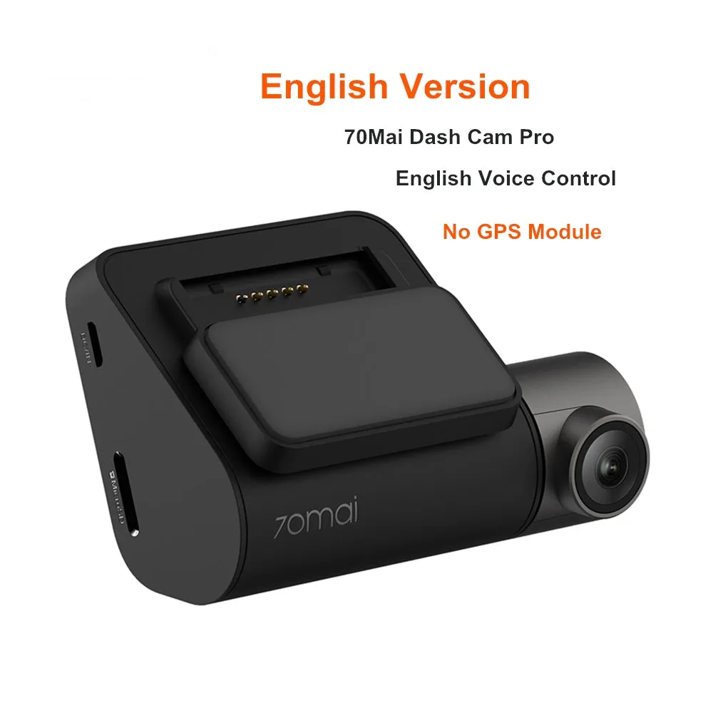 English NO GPS Xiaomi 70mai Pro Автомобильный видеорегистратор Камера 1944P gps ADAS 140 градусов FOV ночная версия Голосовое управление английская/Русская версия - Название цвета: English NO GPS