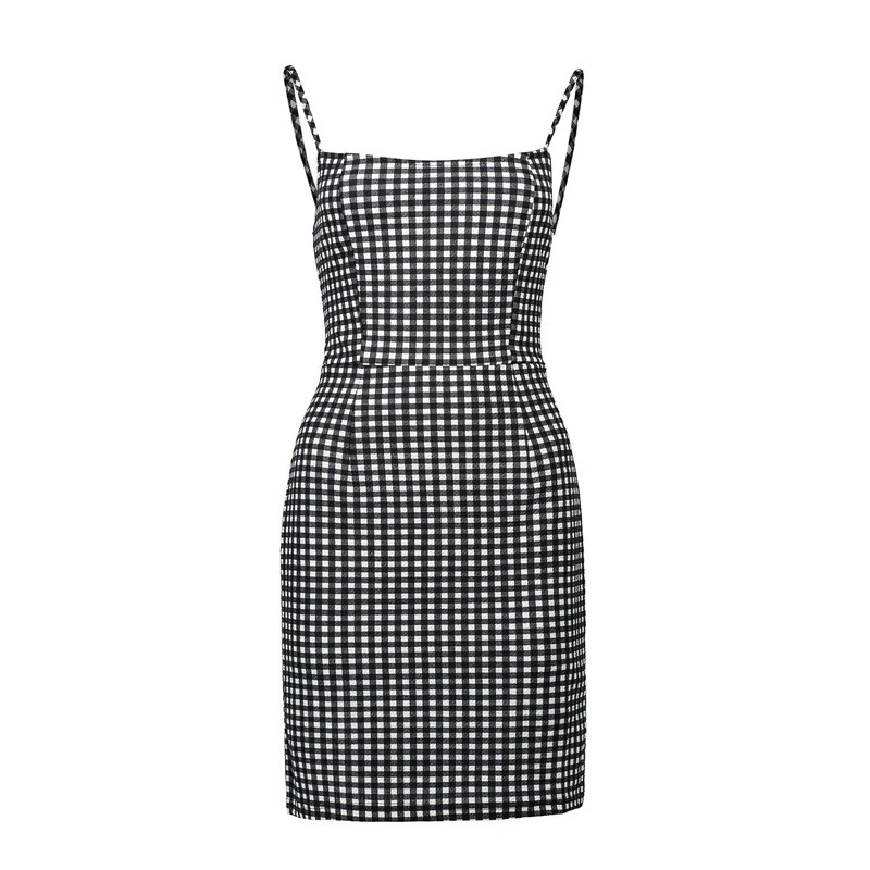 Женское облегающее платье AECU с принтом Пляжное мини-платье на бретельках