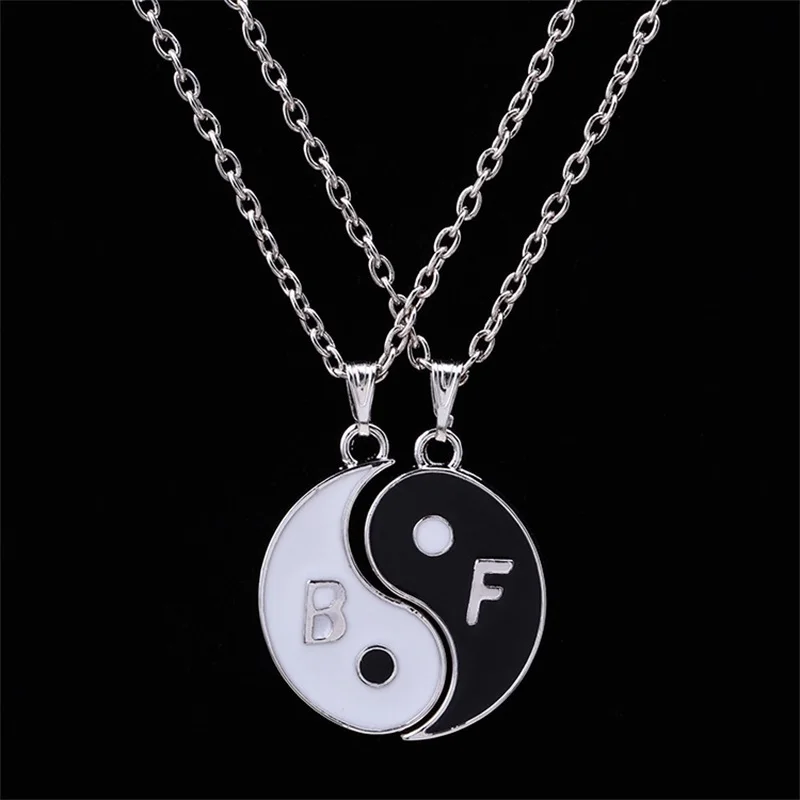 Подвеска Bff 2 P черная белая Инь Янь подвеска ожерелье для лучших друзей женское