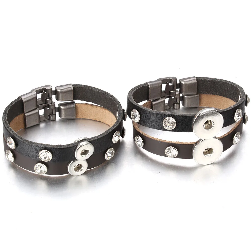 Новый браслет с кнопкой застежкой женский и мужской кожаный застежка оснастка 12
