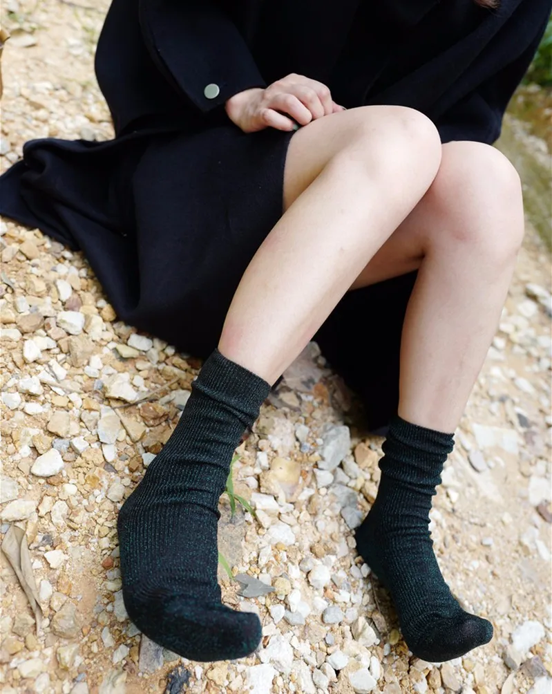 Высококачественные модные блестящие носки с люрексом сезон осень зима