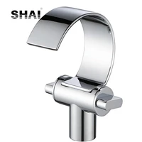shai deck mount waterfall basin mixer good quality basin faucets brass body chrome finish flat spout faucets coldhot water tap