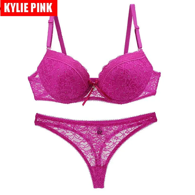 Женский кружевной бюстгальтер с пуш ап KYLIE розовый глубоким вырезом нижнее белье